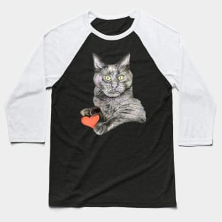 Grey Cat Oliver Baseball T-Shirt